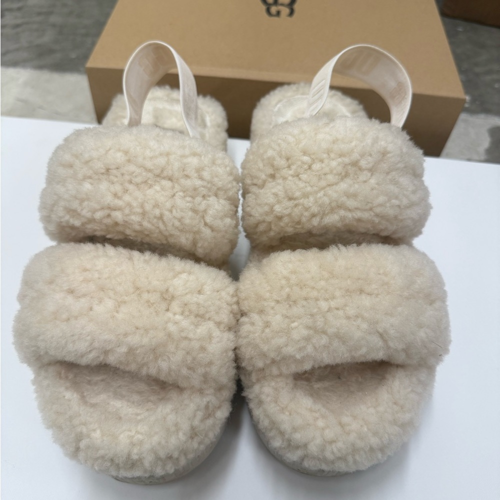 UGG Cream Beige Fluff Slingback (Women’s Size 9 / EU 40) with box